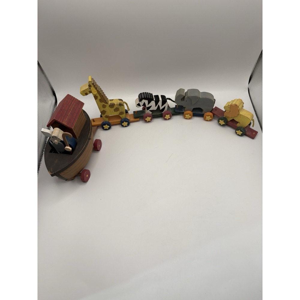 Noah's Ark Wooden Train Toy Decoration 5 Piece READ DESCRIPTION